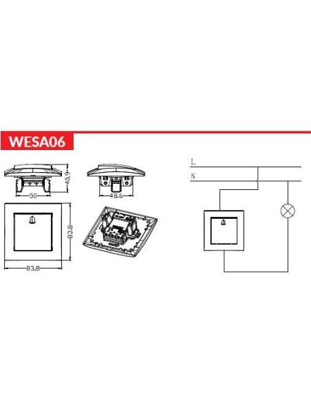 Przycisk dzwonkowy VCX WESA LC 06 Czarny