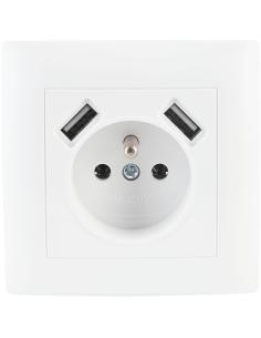 Gniazdo pojedyncze z uziemieniem z USB VCX WESA LC 13A Biały