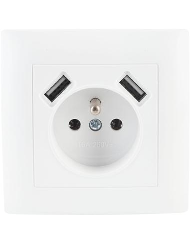 Gniazdo pojedyncze z uziemieniem z USB VCX WESA LC 13A Biały