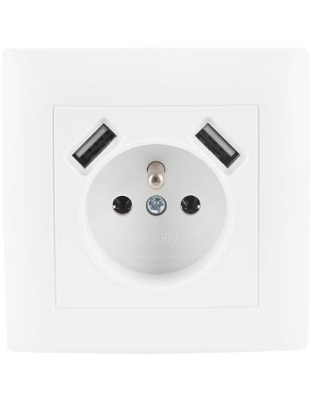 Gniazdo pojedyncze z uziemieniem z USB VCX WESA LC 13A Biały