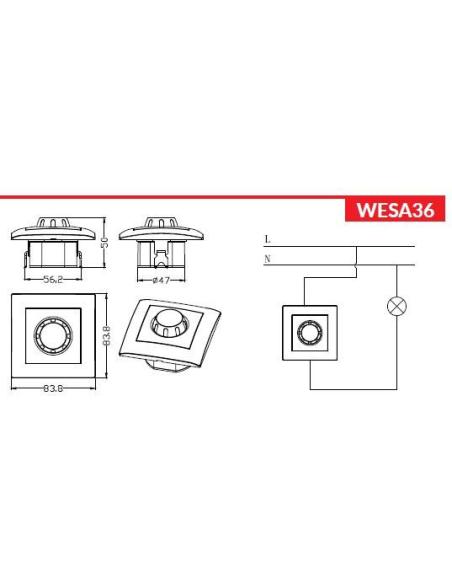 Ściemniacz obrotowy LED 200/600W VCX WESA LC 36A Biały