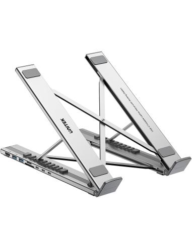 Unitek Podstawka regulowana pod laptop z hubem/HDMI/PD/SD