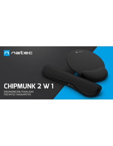 Podkładka pod mysz i nadgarstek Natec Chipmunk 2w1 zestaw ergonomiczny czarny