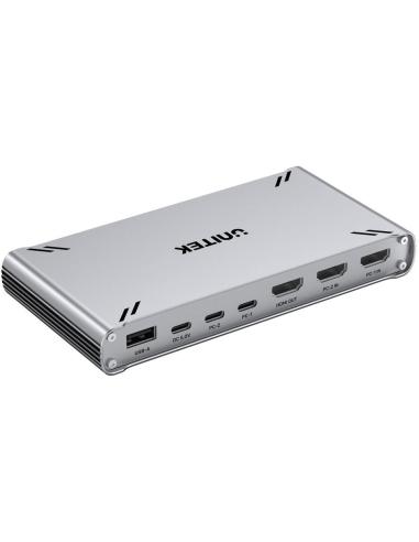 Przełącznik KVM Unitek USB-C 10Gbps z HDMI i transferem plików między systemami
