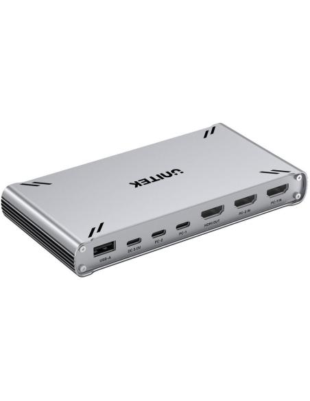 Przełącznik KVM Unitek USB-C 10Gbps z HDMI i transferem plików między systemami