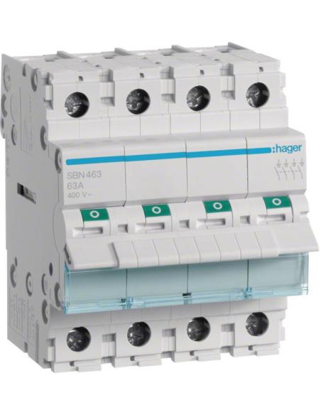 Modułowy rozłącznik izolacyjny 4P 63A 400VAC Hager SBN463