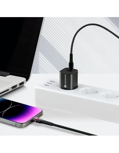 KABEL USB-C / Lightning Apple iPhone LED RGB everActive CBB-1CIR 100cm PD 27W