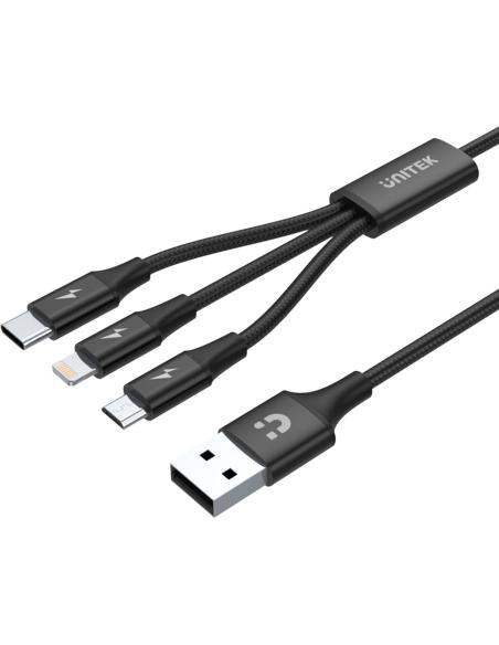 Unitek przewód ładujący USB 3 w 1 czarny
