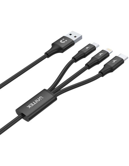 Unitek przewód ładujący USB 3 w 1 czarny