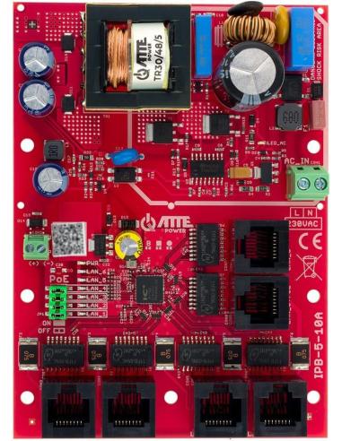 Switch PoE 6 portowy ze zintegrowanym zasilaczem ATTE IPB-5-10A-OF