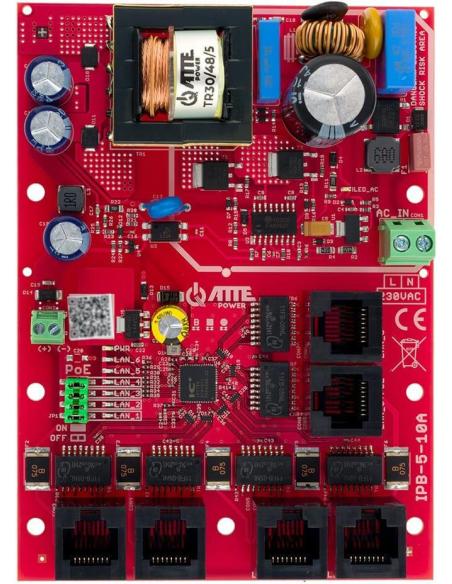 Switch PoE 6 portowy ze zintegrowanym zasilaczem ATTE IPB-5-10A-OF