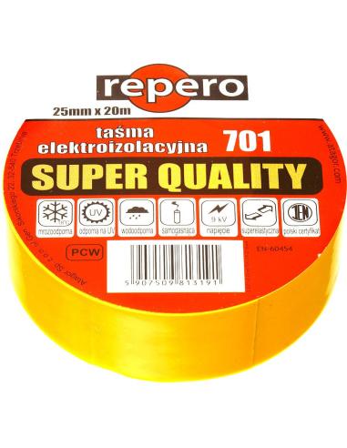 TAŚMA IZOLACYJNA REPERO 701 ŻÓŁTA 19MMX20M