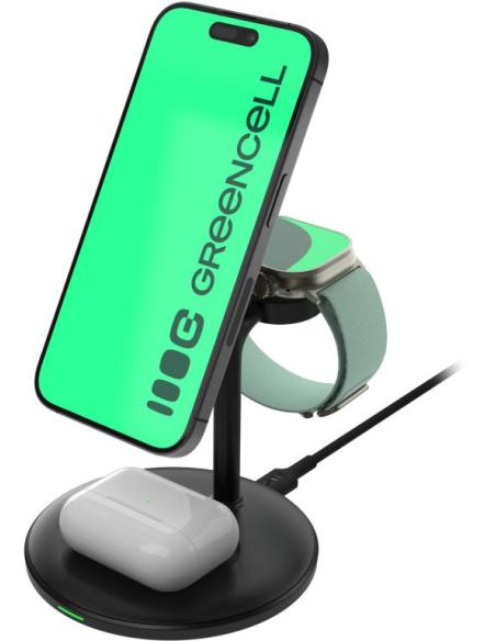 ŁADOWARKA INDUKCYJNA Greencell MagScape 3w1 15W MagSafe IPhone AirPods Apple Watch