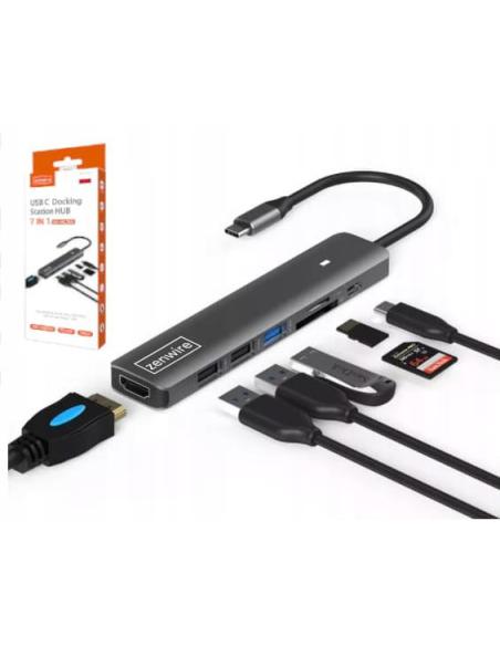 HUB ADAPTER USB-C 7w1 HDMI 4K USB 3.0 SD PD Zenwire BS-HC703