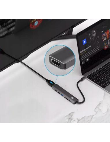 HUB ADAPTER USB-C 7w1 HDMI 4K USB 3.0 SD PD Zenwire BS-HC703