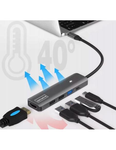 HUB ADAPTER USB-C 7w1 HDMI 4K USB 3.0 SD PD Zenwire BS-HC703