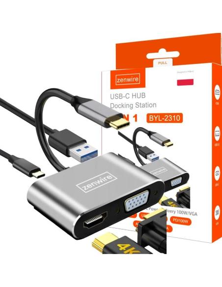 ADAPTER HUB Przejściówka USB-C 4W1 HDMI 4K VGA USB Zenwire BYL-2310