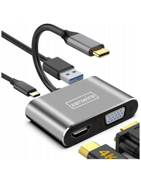 ADAPTER HUB Przejściówka USB-C 4W1 HDMI 4K VGA USB Zenwire BYL-2310