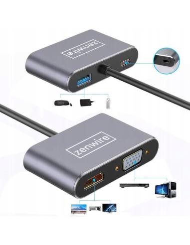 ADAPTER HUB Przejściówka USB-C 4W1 HDMI 4K VGA USB Zenwire BYL-2310