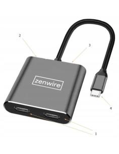 ADAPTER HUB Przejściówka USB- C 4W1 2x HDMI 4K USB 3.0 Zenwire BYL-2309 2