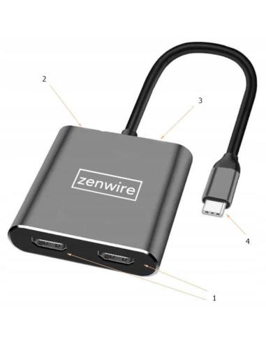 ADAPTER HUB Przejściówka USB- C 4W1 2x HDMI 4K USB 3.0 Zenwire BYL-2309
