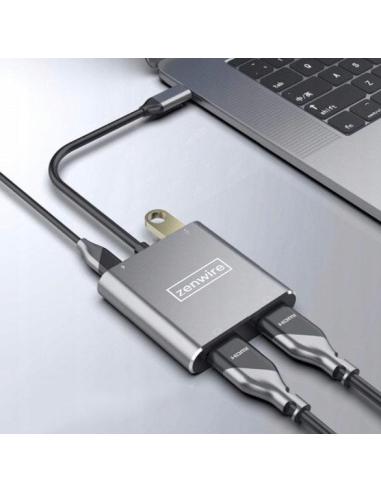 ADAPTER HUB Przejściówka USB- C 4W1 2x HDMI 4K USB 3.0 Zenwire BYL-2309