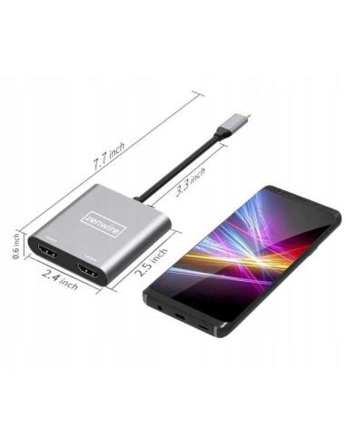 ADAPTER HUB Przejściówka USB- C 4W1 2x HDMI 4K USB 3.0 Zenwire BYL-2309