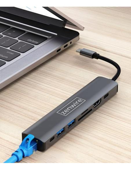 HUB USB-C Przejściówka ADAPTER 8w1 HDMI 2.0 4K 60 Hz Gigabit Ethernet 1000 Mbps Zenwire HUB81