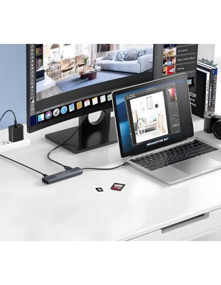 HUB USB-C Przejściówka ADAPTER 8w1 HDMI 2.0 4K 60 Hz Gigabit Ethernet 1000 Mbps Zenwire HUB81