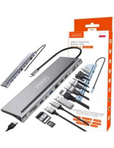 HUB ADAPTER USB-C 12w1 Stacja Dokująca 2x HDMI 4K ETHERNET RJ45 USB 3.0 BYL-2211