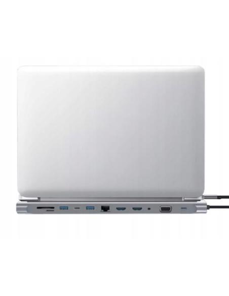HUB ADAPTER USB-C 12w1 Stacja Dokująca 2x HDMI 4K ETHERNET RJ45 USB 3.0 BYL-2211