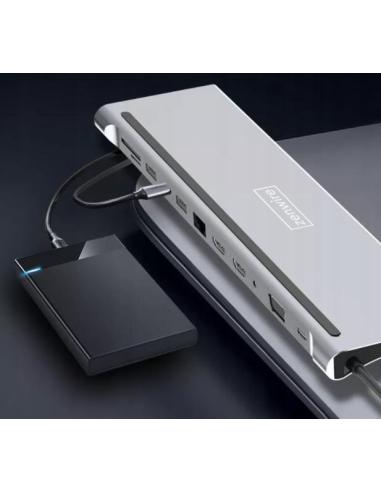 HUB ADAPTER USB-C 12w1 Stacja Dokująca 2x HDMI 4K ETHERNET RJ45 USB 3.0 BYL-2211