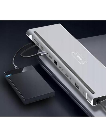 HUB ADAPTER USB-C 12w1 Stacja Dokująca 2x HDMI 4K ETHERNET RJ45 USB 3.0 BYL-2211
