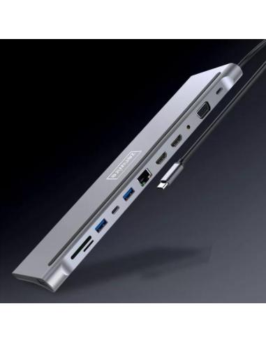 HUB ADAPTER USB-C 12w1 Stacja Dokująca 2x HDMI 4K ETHERNET RJ45 USB 3.0 BYL-2211