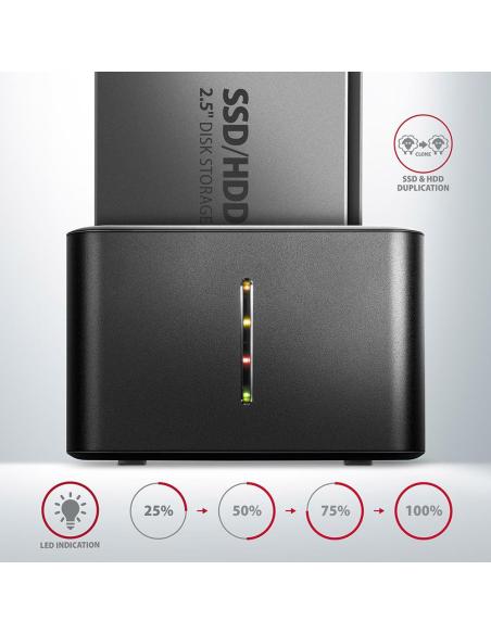 Stacja dokująca MINI AXAGON ADSA-D25 USB 3.2 Gen 1 - 2x SATA 6G 2.5" SSD/HDD CLONE