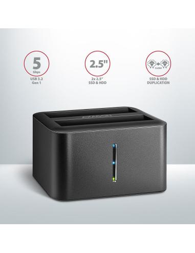 Stacja dokująca MINI AXAGON ADSA-D25 USB 3.2 Gen 1 - 2x SATA 6G 2.5" SSD/HDD CLONE