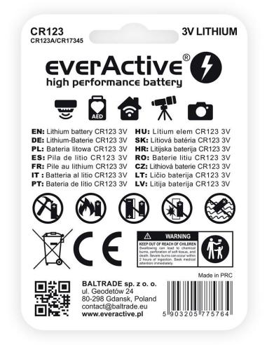 Bateria CR123 CR123A everActive (blister 1 szt.)