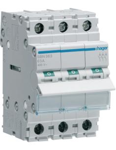 Modułowy rozłącznik izolacyjny 3P 63A 400VAC Hager SBN363