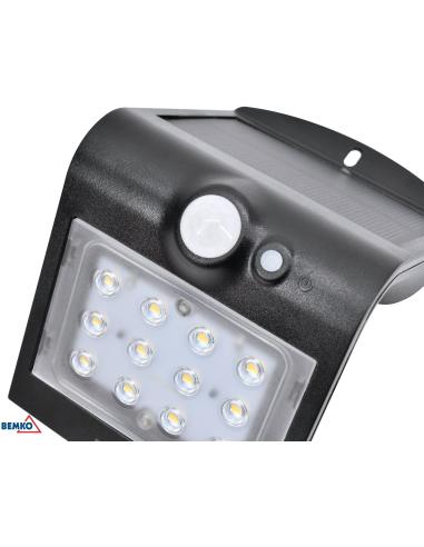 Naświetlacz SOLARNY LED TRINGO BEMKO 1.5W 220LM 4000K IP65 czarny cz. pir C83-SOT-001BL-PIR