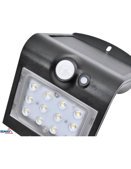 Naświetlacz SOLARNY LED TRINGO BEMKO 1.5W 220LM 4000K IP65 czarny cz. pir C83-SOT-001BL-PIR