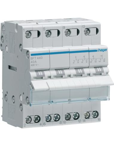 Modułowy przełącznik instalacyjny I-0-II 4P 40A 400VAC Hager SFT440