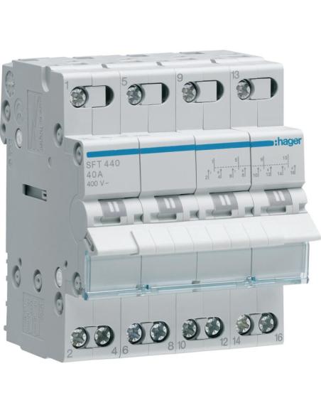 Modułowy przełącznik instalacyjny I-0-II 4P 40A 400VAC Hager SFT440