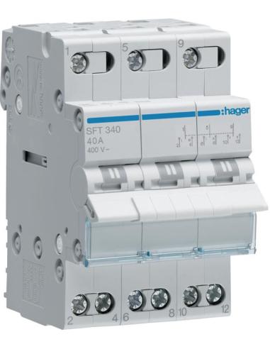 Modułowy przełącznik instalacyjny I-0-II 3P 40A 400VAC Hager SFT340