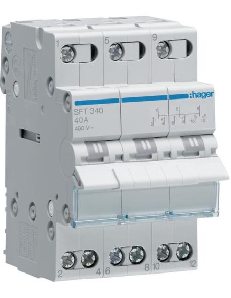Modułowy przełącznik instalacyjny I-0-II 3P 40A 400VAC Hager SFT340