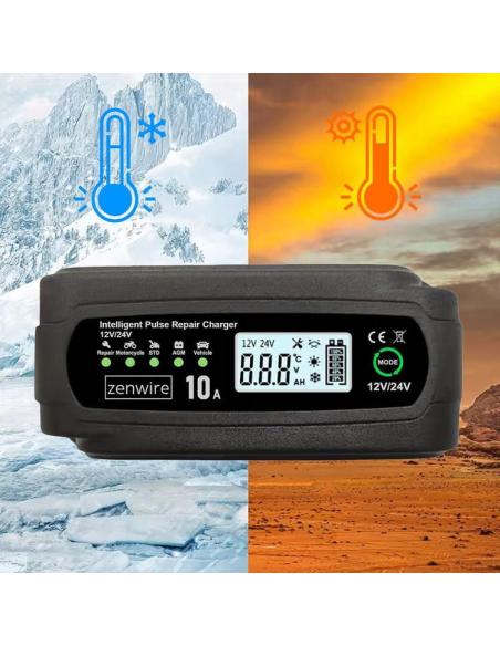 Prostownik Ładowarka Akumulatorów Samochodowy z Funkcją Naprawy 12V 24V 10A Zenwire JMD-10