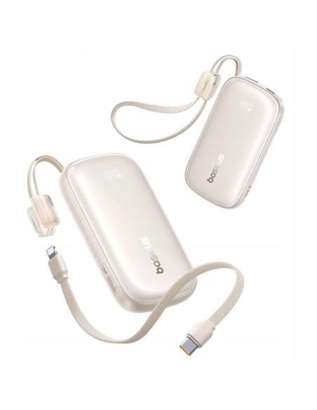 Powerbank Baseus EnerFill FC21 10000 mAh 22,5 W USB-A USB-C tytanowy z odłączanym kablem Lightning