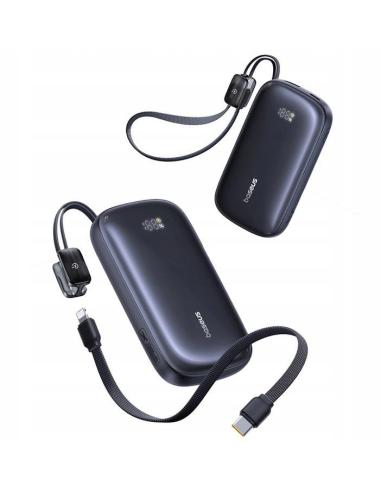 Powerbank Baseus EnerFill FC21 20000 mAh 22,5 W USB-A USB-C czarny z odłączanym kablem Lightning