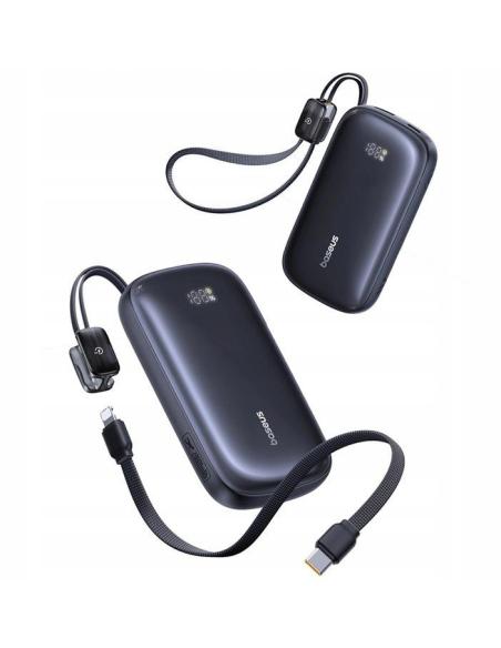 Powerbank Baseus EnerFill FC21 20000 mAh 22,5 W USB-A USB-C czarny z odłączanym kablem Lightning