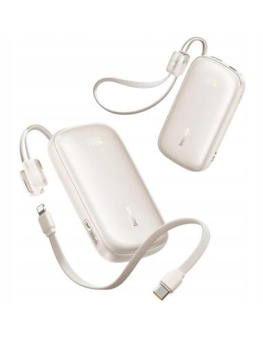 Powerbank Baseus EnerFill FC21 20000 mAh 22,5 W USB-A USB-C srebrny z odłączanym kablem Lightning