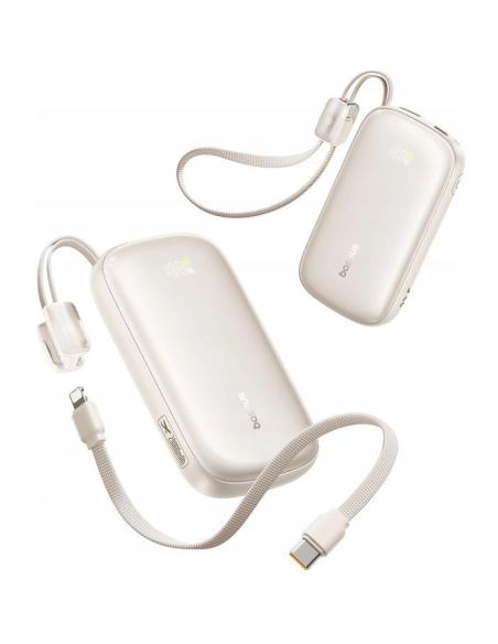 Powerbank Baseus EnerFill FC21 20000 mAh 22,5 W USB-A USB-C srebrny z odłączanym kablem Lightning